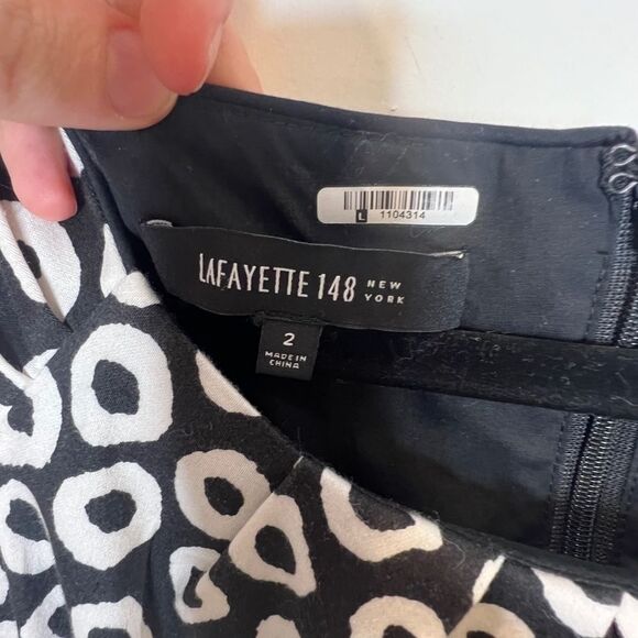 Lafayette 148 Black and White Print Dress Size 2 - Picture 7 of 9